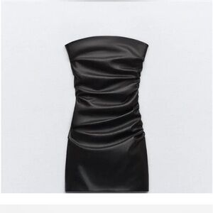 Never Worn Zara Mini Strapless Faux Leather Dress